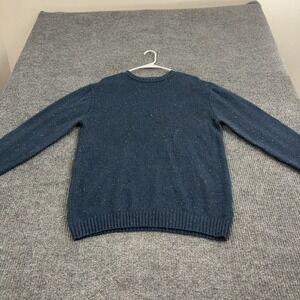 Line of Trade Sweater Mens L Blue Wool Blend Donegal Elbow Patches Classic Style